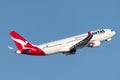 Qantas Airbus A330 large passenger airliner taking off from Sydney Airport