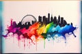 Sydney, Australia rainbow silhouette city skyline