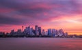 Sydney Opera House Australian iconic with city cbd and beautiful sunset color in sky