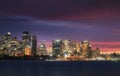 Sydney Opera House Australian iconic with city cbd and beautiful sunset color in sky