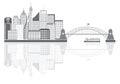 Sydney Australia Skyline Grayscale Vector Illustration Royalty Free Stock Photo