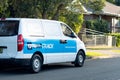 Star Track delivery van on a street. Star Track is delivery service ownded by Australia post