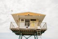 Surf life saving tower with the sign Beach closed at Wanda Beach, NSW Royalty Free Stock Photo