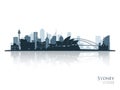 Sydney blue skyline silhouette with reflection. Royalty Free Stock Photo