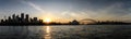 Panoramic view of Sydney city, opera house and harbour bridge sunset from Mrs Macquarie`Chair, Sydney, New South Wales, Australia