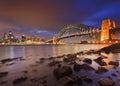 Sydney CBD Bridge Rocks Low Tide Royalty Free Stock Photo
