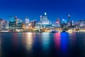 Sydney cbd darling harbour -Fab 04,2010 night scape with nice eveing sky Royalty Free Stock Photo