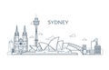 Sydney city line skyline with buildings and architecture showplaces. Australia world travel vector landmark