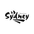 Sydney city name, original design, black ink hand written inscription, typography design for poster, card, logo, poster Royalty Free Stock Photo