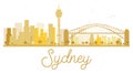 Sydney City skyline golden silhouette. Royalty Free Stock Photo