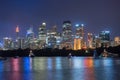 Sydney City Skyline at Night Royalty Free Stock Photo