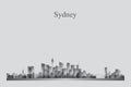 Sydney city skyline silhouette in a grayscale Royalty Free Stock Photo