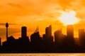 Sydney city skyline silhouette Royalty Free Stock Photo