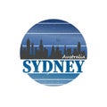 Sydney city travel destination. vector shirt logo on a white background Royalty Free Stock Photo