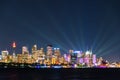 Sydney cityscape at night during Vivid Sydney light festival Royalty Free Stock Photo