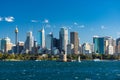 Sydney cityscape of Sydney CBD with ferries and yachts Royalty Free Stock Photo