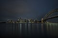 Sydney downtown with Opera House and Harbour Bridge at night, N Royalty Free Stock Photo