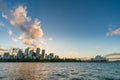 Sydney downtown skyline during sunset at Sydney harbor bay, NSW, Australia Royalty Free Stock Photo