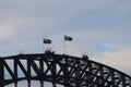 Sydney Harbor Bridge climbing by tourists Royalty Free Stock Photo