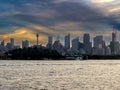 Sydney Harbour Australia at Sunset, lovely coloured skies boats ferries cruise liners houses and buildings