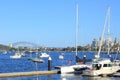 Sydney harbour with sailing boats and skyline. Australian metropolis Royalty Free Stock Photo