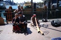 Sydney harbour bridge Australia with street entertainers