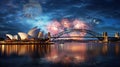 Sydney Harbour Bridge Fireworks Opera House Australia Royalty Free Stock Photo