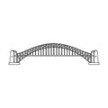 Sydney Harbour Bridge icon in outline style isolated on white background. Australia symbol stock vector illustration. Royalty Free Stock Photo