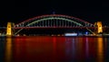 Sydney Harbour Bridge ilights in red for Vivid Sydney Festival