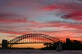 Sydney Harbour Bridge landmark against colorful sunset sky Royalty Free Stock Photo