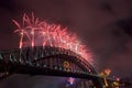 Sydney Harbour Bridge New Year Fireworks Royalty Free Stock Photo