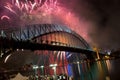 Sydney Harbour Bridge New Year Fireworks Royalty Free Stock Photo