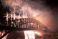 Sydney Harbour Bridge New Year Fireworks Royalty Free Stock Photo