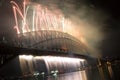Sydney Harbour Bridge New Year Fireworks Royalty Free Stock Photo