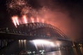 Sydney Harbour Bridge New Year Fireworks Royalty Free Stock Photo