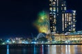 Sydney Harbour Bridge New Years Eve fireworks 2023, colourful NYE fire works NSW Australia