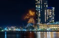 Sydney Harbour Bridge New Years Eve fireworks 2023, colourful NYE fire works NSW Australia