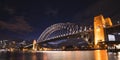 Sydney Harbour Bridge at night, view from Kirribilli, a steel th