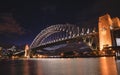 Sydney Harbour Bridge at night, view from Kirribilli, a steel th