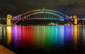 Sydney Harbour Bridge in Rainbow Colours Royalty Free Stock Photo
