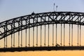 Sydney Harbour Bridge  silhouette, with climbers Royalty Free Stock Photo