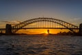 Sydney Harbour bridge silhouette with sunset sky