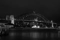 Sydney harbour bridge Night b w