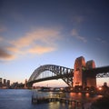 Sydney Harbour Bridge Twilight Sunset Square Royalty Free Stock Photo