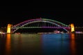 Sydney harbour bridge in Vivid colour