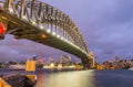 Sydney Harbour Bridge. Wide angle view at night Royalty Free Stock Photo