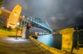 Sydney Harbour Bridge. Wide angle view at night Royalty Free Stock Photo