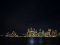Sydney harbour CBD opera house skyline in australia at night Royalty Free Stock Photo