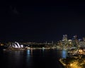 Sydney harbour CBD opera house skyline in australia at night Royalty Free Stock Photo