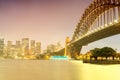 Sydney Harbour night time Panorama viewed from Kirribilli Royalty Free Stock Photo